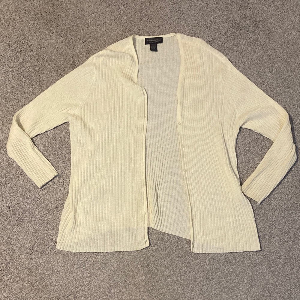Women's Cream Cardigan Button up Sweater